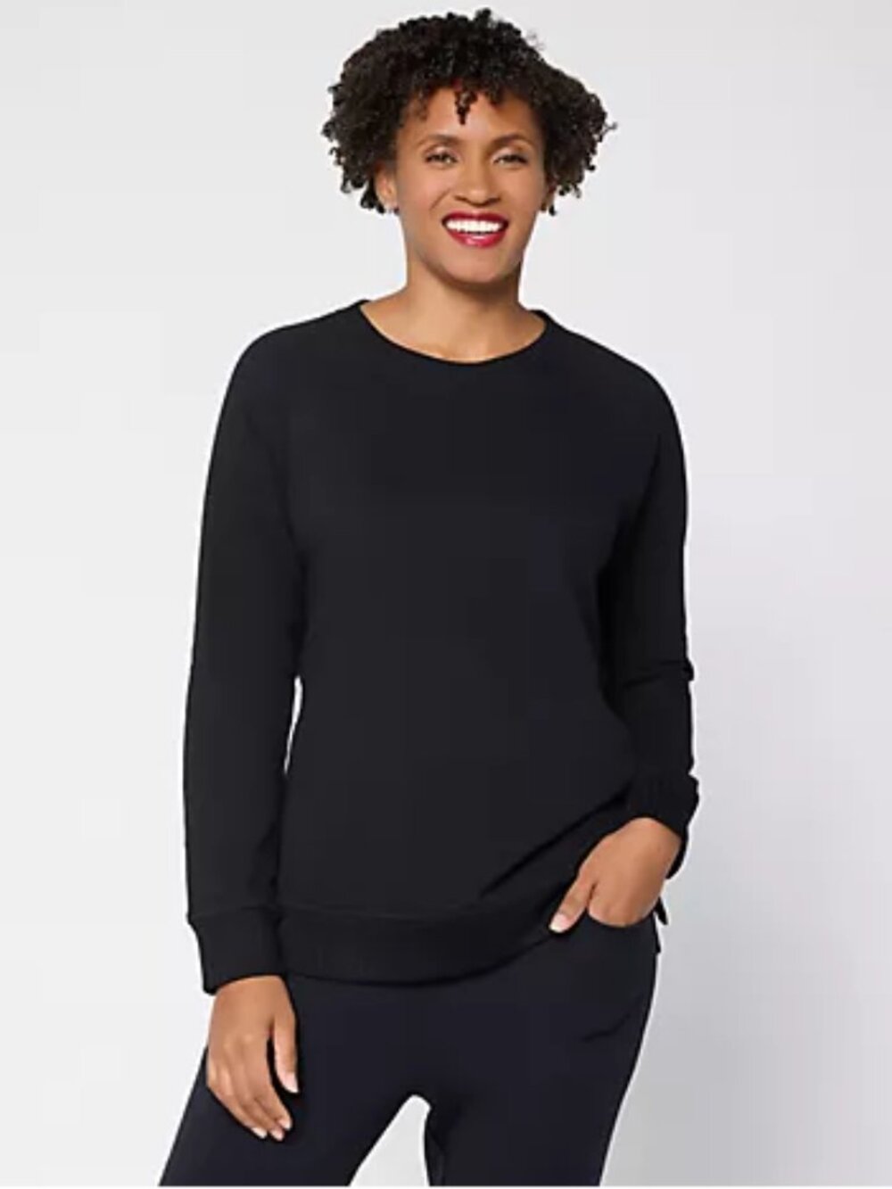 Belle by Kim Gravel French Terry Top with Wide Rib Trim - Size: Large - NIP